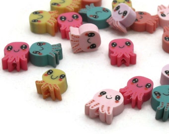 20 Clay Octopus Beads Mixed Masks Polymer Clay Beads Mixed Beads Multicolor Small Loose Ocean Animal Beads Jewelry Making Beading Supplies
