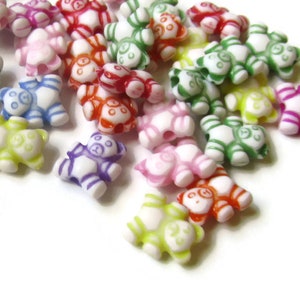 100 Mixed Color Rainbow Bear Beads Teddy Bear Beads Plastic Beads Animal Beads Kawaii Toy Beads Small Beads Jewelry Making Cute Beads