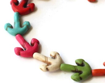 30 15mm Mixed Colour Howlite Ships Anchor Beads Semi Precious Stone