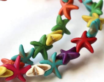 39 Perline di stelle marine in howlite da 15 mm Perline di pietre preziose Perline colorate Perline di colori misti Perline multicolori Forniture per la creazione di gioielli Perline di pietra