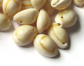 40 Cowrie Shell Beads Seashell Beads Natural Beads Jewelry Making Beading Supplies Drilled Beads Sea Shell Beads