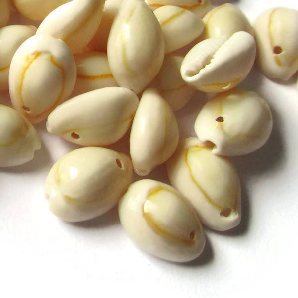 40 Cowrie Shell Beads Seashell Beads Natural Beads Jewelry Making Beading Supplies Drilled Beads Sea Shell Beads