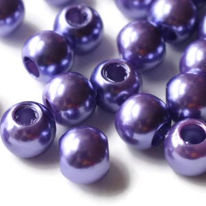 40 12mm Large Hole Pearls Purple Pearl Beads European Beads Plastic Pearl Beads Round Pearl Beads Plastic Acrylic Beads Jewelry Making
