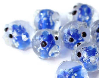 Perles En Verre Craquelé Violet Et Bleu - Lot De 20 Perles De 8mm Pour Création Bijoux - Marque SAVMER