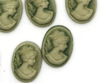 10 18 mm x 13 mm Grün Cameo Cabochons Griechisches Cameo Frauen Gesicht Cameo Cabochons