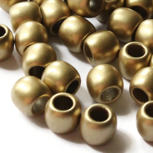 50 9mm Gold Acrylic Beads Tube Beads to String Large Hole Beads Spray Painted Beads Lightweight Beads European Style Beads Jewelry Making