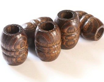 8 15mm Wooden Barrel Beads Large Hole Beads Light Natural Brown Vintage Wood Beads Chunky Beads Macrame Beads Loose Bead Beading Supplies