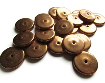 5 21mm Coin Beads Vintage Red Copper Plated Plastic Bead Jewelry Making Beading Supplies Focal Beads Loose Beads Large Beads Flat Round Bead