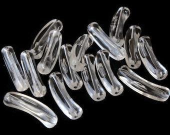 12mm White Center Vintage Acrylic Rectangle Tube Beads 24 Beads Clear Lime Acrylic
