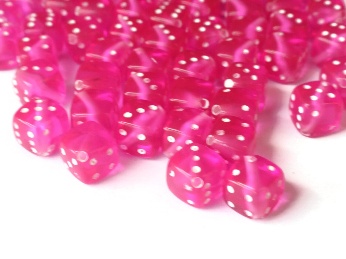 Bright Pink Dice Beads 8mm Cube Beads Plastic 6 Sided Dice Etsy