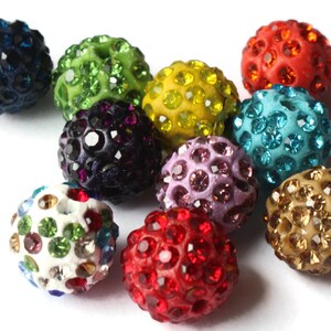 12mm Beads Mixed Color Rhinestone Beads Round Polymer Clay Beads Sparkle Beads Shamballa Beads Pave Gumball Beads Beading and Jewelry Making