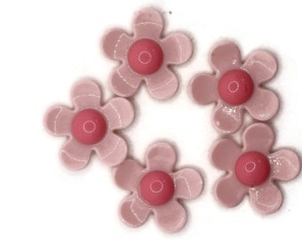 5 36mm Flower Beads Pink and Bright Pink Daisy Plant Beads Large Plastic Beads Acrylic Beads to String Jewelry Making Beading Supplies