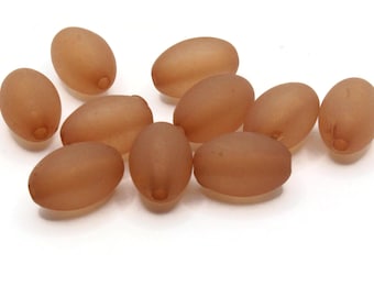 10 18mm Oval Beads Frosted Brown Lucite Plastic Beads Jewelry Making Beading Supplies