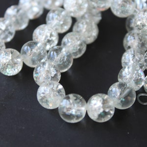 Clear Crackle Glass Beads 8mm Round Beads Jewelry Making Beading Supplies Full Strand Loose Beads Cracked Glass Beads Smooth Round Beads