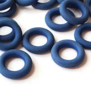 20 18mm Dark Blue Ring Beads Vintage Plastic Links Jewelry Making Beading Supplies Loose Beads Large Hole Donut Beads Spacer Beads