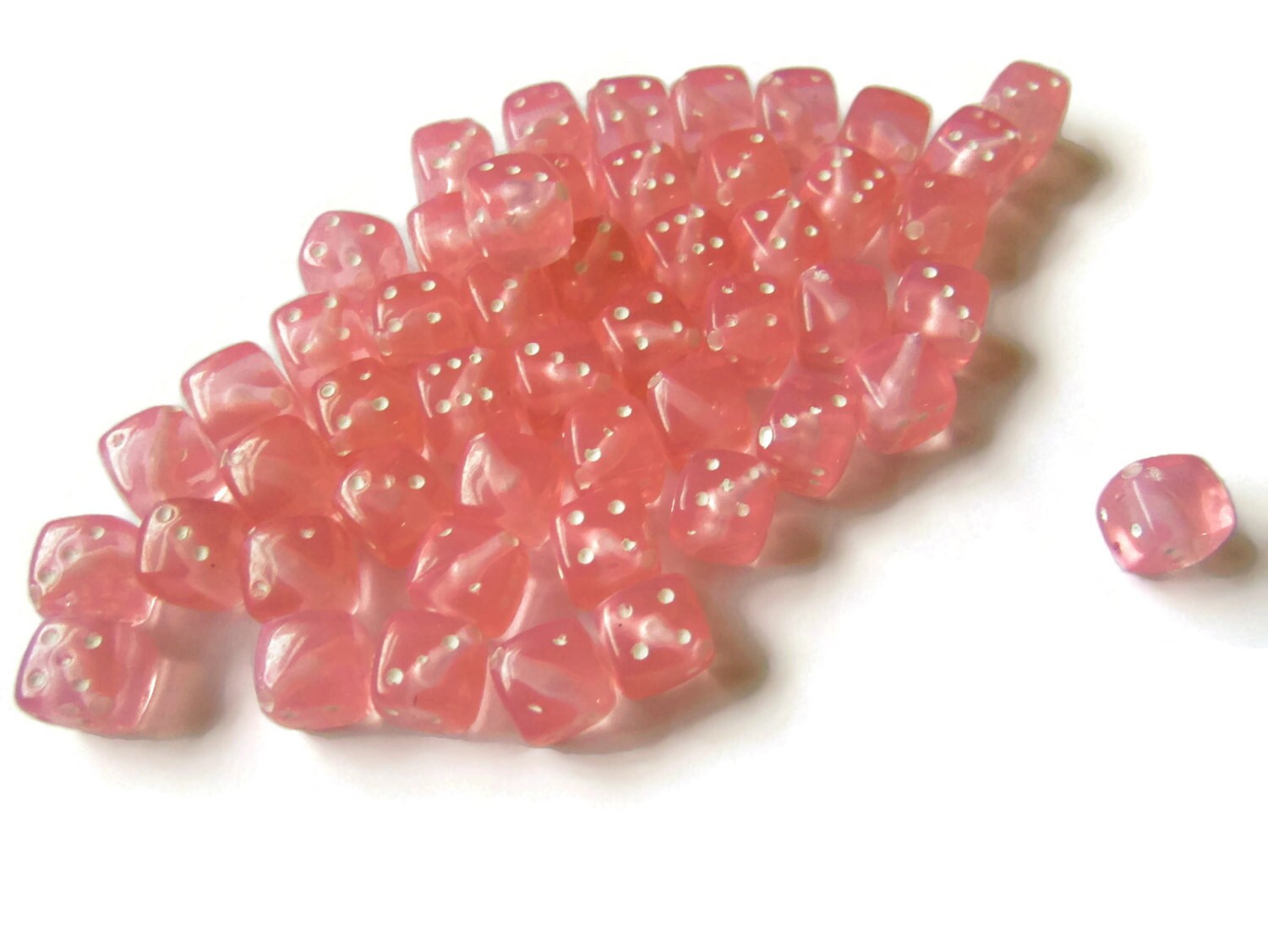 50 Pink Dice Beads 8mm Cube Beads 6 sided Dice Beads Plastic Etsy