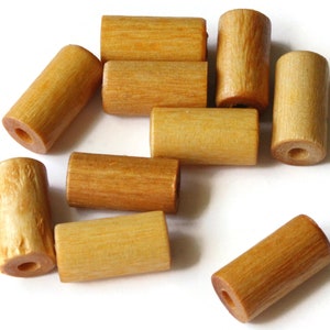 10 25mm Large Wood Beads Light Brown Beads Tube Beads Vintage Wood Beads Macrame Beads Chunky Beads Barrel Beads bN1