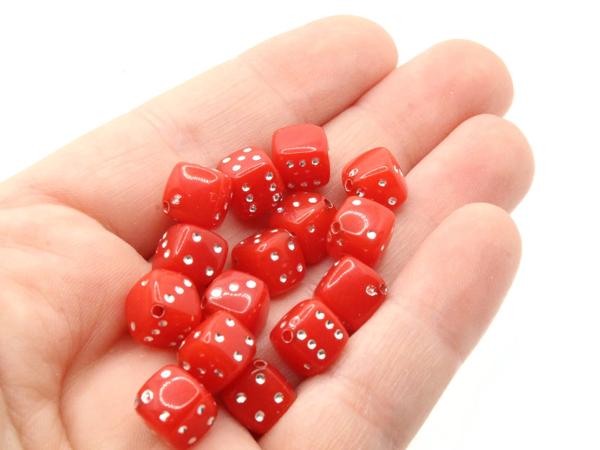 50 8mm Opaque Red Dice Beads Cube Beads 6 sided Dice Beads Etsy