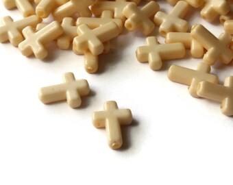 50 16 mm クロスビーズ ピーチイエロークロスビーズ プラスチッククロス クリスチャンビーズ ジュエリー製作 ビーズ用品 アクリルクロスビーズ bQ2