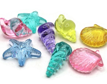 8 Cabochon di conchiglie di colori misti Cabochon di conchiglie da spiaggia di forme miste Forniture per la creazione di gioielli Cammeo in acrilico bE3