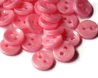 50 11mm Opaque Pearl Pink Buttons Flat Round Plastic Two Hole Buttons Bijoux Fabrication de perles Fournitures de couture Fournitures