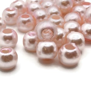 40 12mm Large Hole Pearls Blush Pink Pearls European Beads Plastic Pearl Beads Faux Pearl Beads Big Hole Beads Round Acrylic Beads