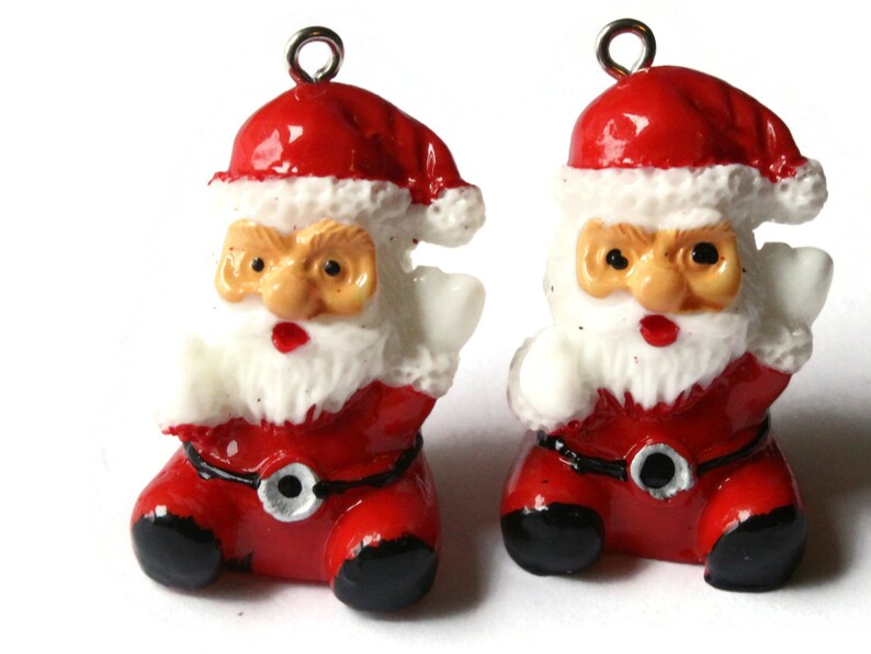 2 Red Santa Charms 32mm Resin Charms Santa Claus Pendants - Etsy