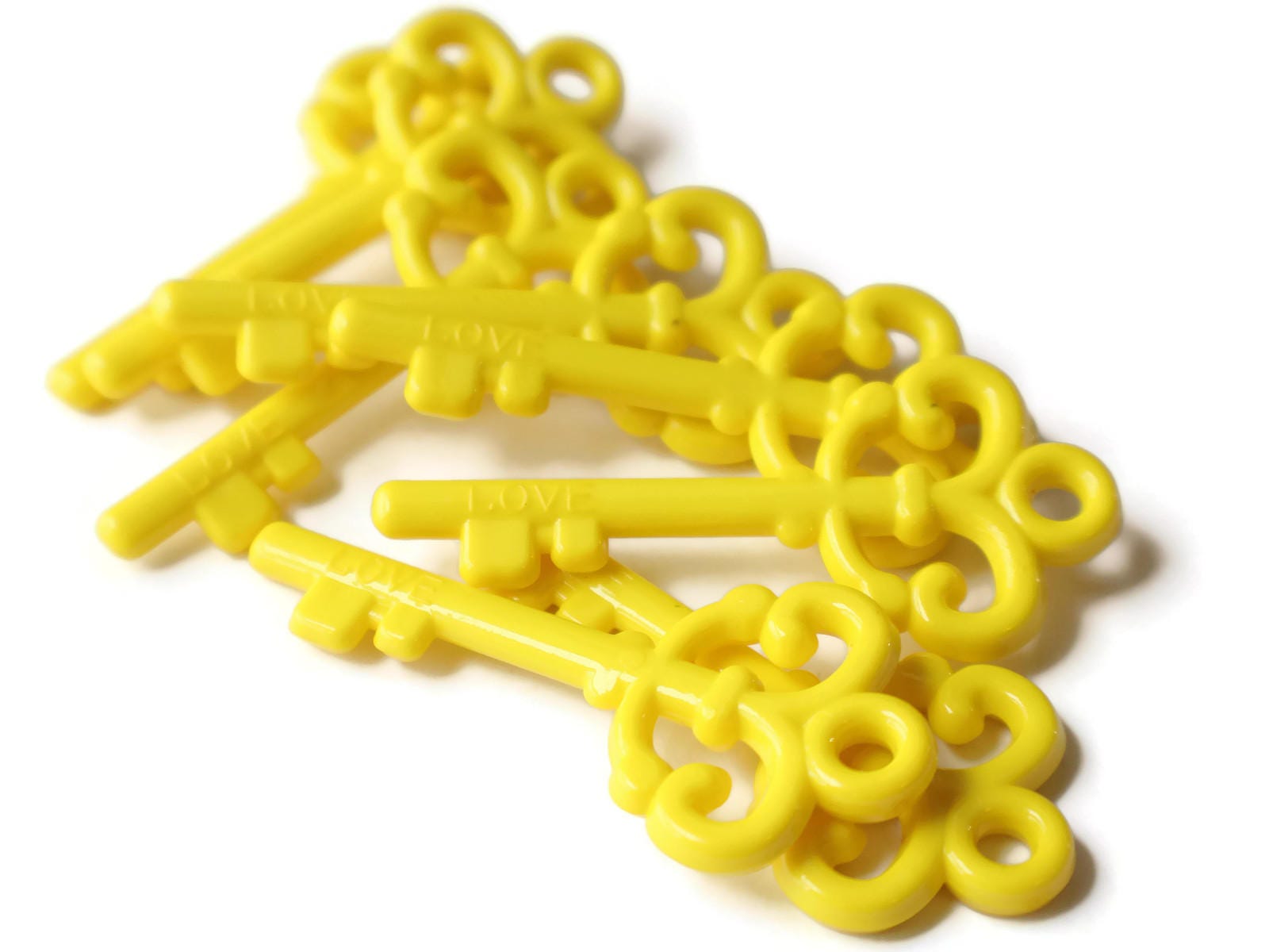 8 Yellow Key Plastic Key Skeleton Key Charm Key Pendant Love Etsy