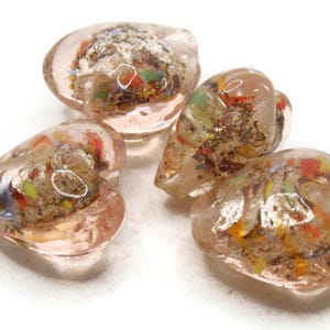 4 16mm Pink with Rainbow Inclusions Lampwork Glass Beads Heart Beads Jewelry Making Beading Supplies Loose Beads to String