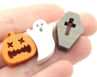12 gemischte gruselige Halloween Perlen zu Schnur Jack o Laternen, Geister und Gräber Schmuck machen Perlen Zubehör