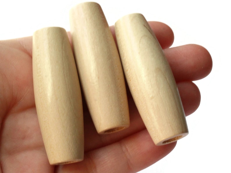 2 Inch Long Large Tube Beads Light Brown Beads Wood Beads Wooden Beads ...