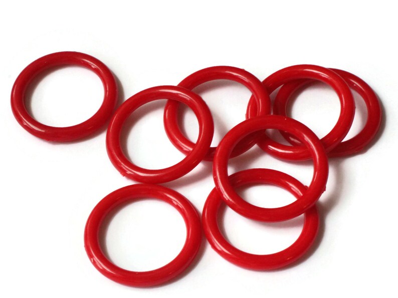8 38mm Red Ring Beads Vintage Plastic Links Jewelry Making Etsy