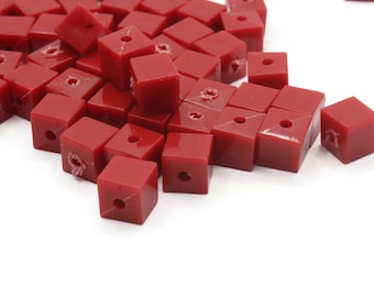 60 6mm Red Cube Beads Vintage Beads Plastic Spacer Beads New Old Stock Beads to String Jewelry Making Beading Supplies