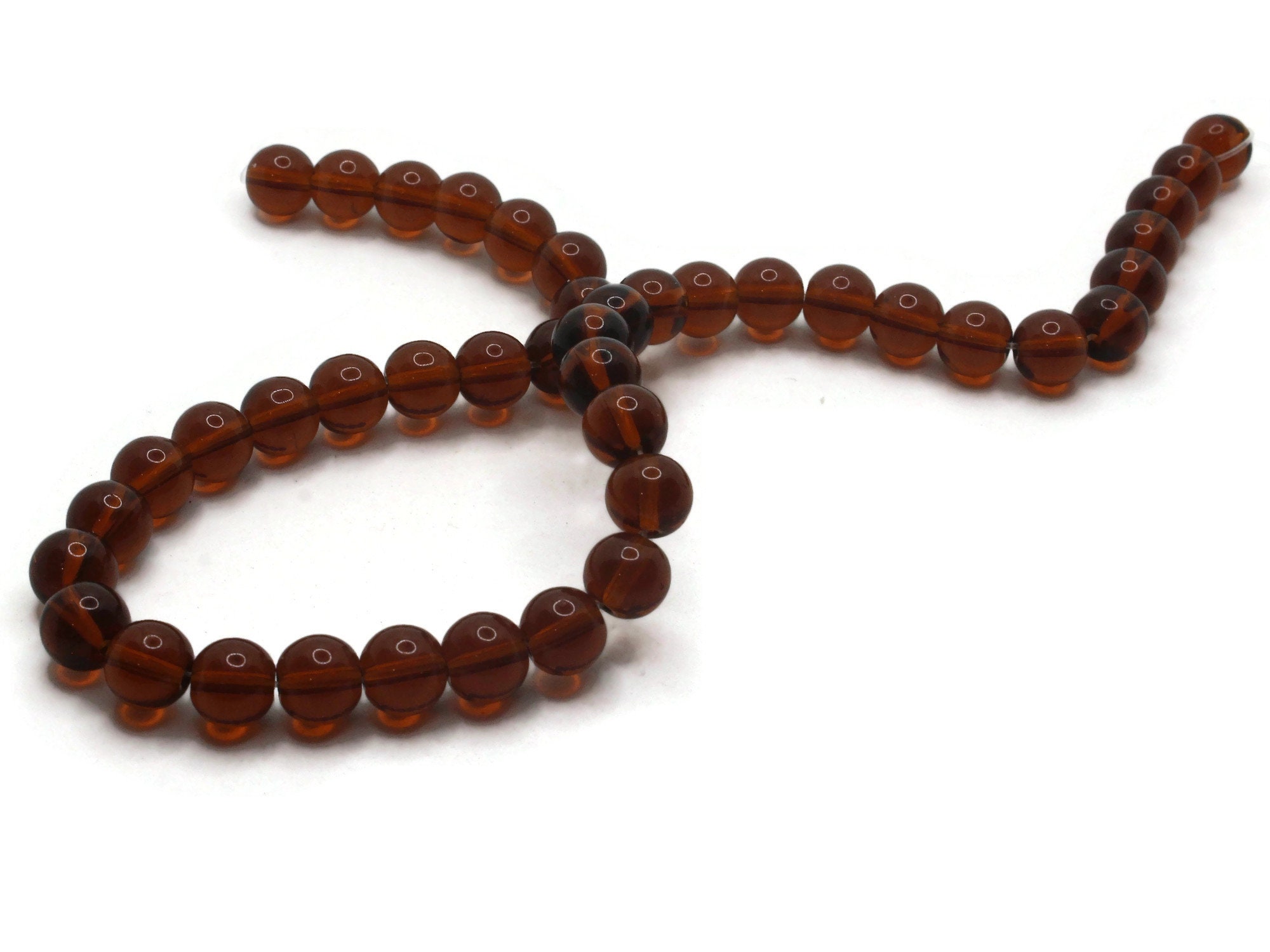 Perles En Verre Rondes Lisses Marron - Diamètre 8 Mm - Occasion