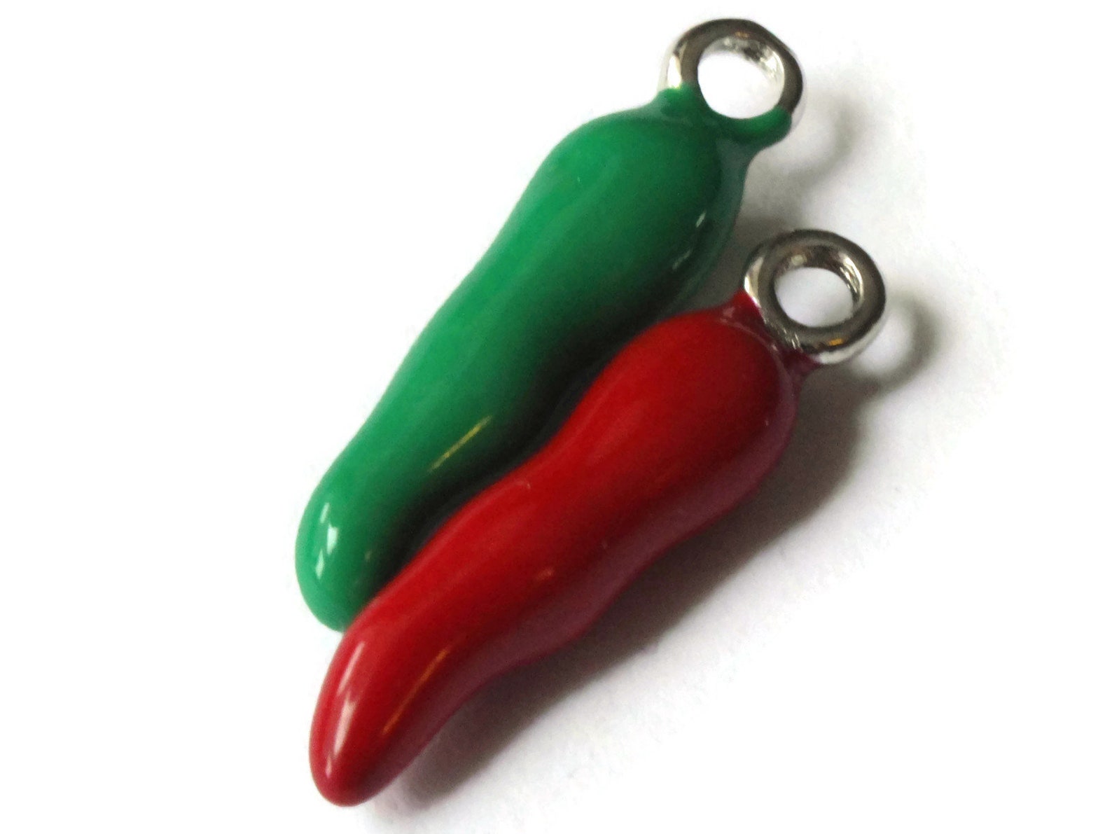 4 20mm Red Chili Pepper Charms Food Beads Small Enamel Charms Etsy