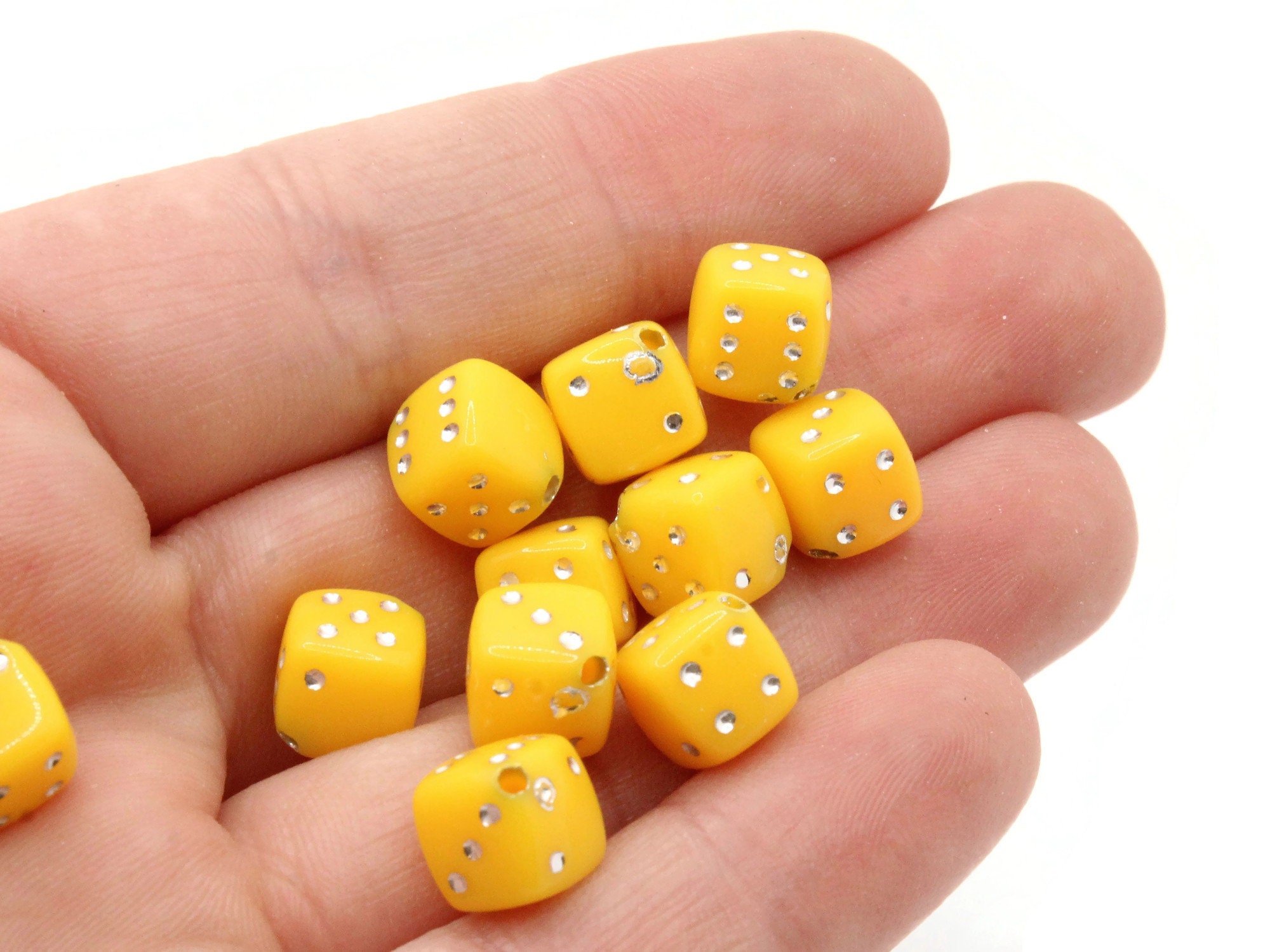 50 8mm Opaque Yellow Dice Beads Cube Beads Plastic Dice Beads Etsy