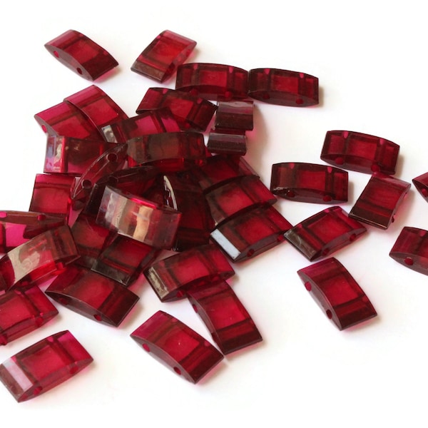 40 17mm Two Hole Dark Red Pillow Acrylic Beads Double Drilled Plastic Rectangle Beads Jewelry Making Beading Supplies Loose Beads Smileyboy