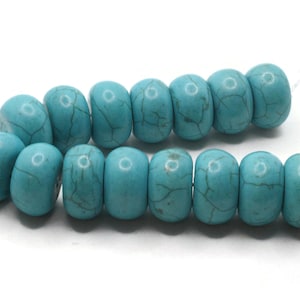 15 18 mm Türkis Perlen Rondelle Edelstein Perlen Gefärbt Perlen Synthetischer Türkis Stein Perlen Schmuckherstellung Perlen Zubehör