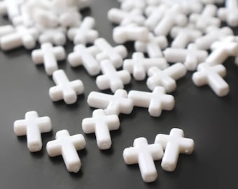 50 16 mm クロスビーズ ホワイトクロスビーズ プラスチッククロス クリスチャンビーズ ジュエリー製作 ビーズ用品 アクリルクロスビーズ スマイリーボーイ bL3