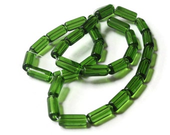 10mm Tube Beads Clear Green Glass Beads Transparent Beads Jewelry Making Beading Supplies Bead Strand bV1