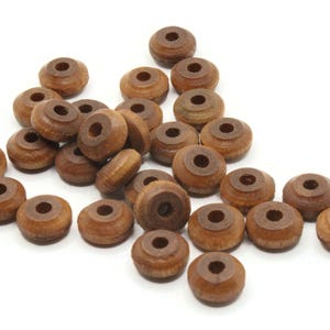 30 11mm Wood Disc Beads Wheel Beads Brown Wood Beads Macrame Beads Jewelry Making Beading Supplies Wooden Beads Flat Round Beads