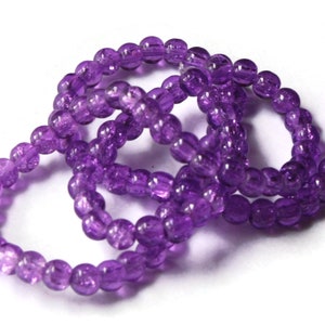 4mm Round Beads Purple Beads Crackle Glass Beads Cracked Glass Beads Full Strand Smooth Round Beads Jewelry Making Beading Supplies bL2