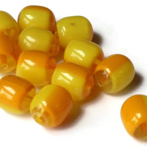 12 12mm x 10mm Yellow and Orange Vintage Lucite Barrel Beads Two Tone Plastic New Old Stock Loose Beads Jewelry Making Beading Supplies bW1