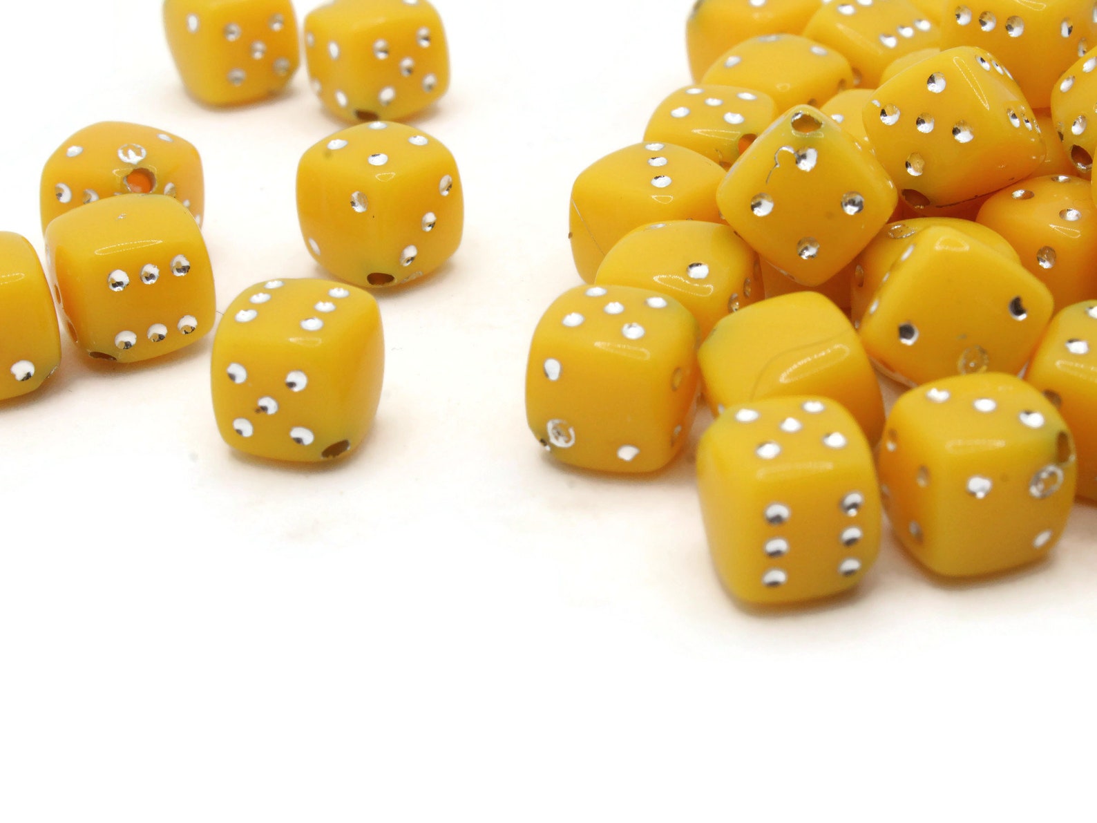 50 8mm Opaque Yellow Dice Beads Cube Beads Plastic Dice Beads Etsy