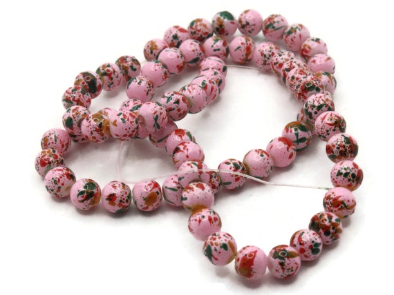 Red Glass Beads, 1 String