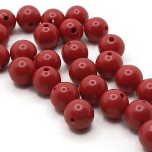 25 8mm Smooth Cinnabar Ball Beads Round Beads Lacquer Beads Loose Beads Red Beads Jewelry Making Beading Supply