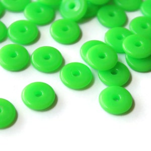 50 10mm Green Disc Beads, Vintage Plastic Beads, New Old Stock Beads Saucer Beads Loose Beads Jewelry Making Beading supplies image 6