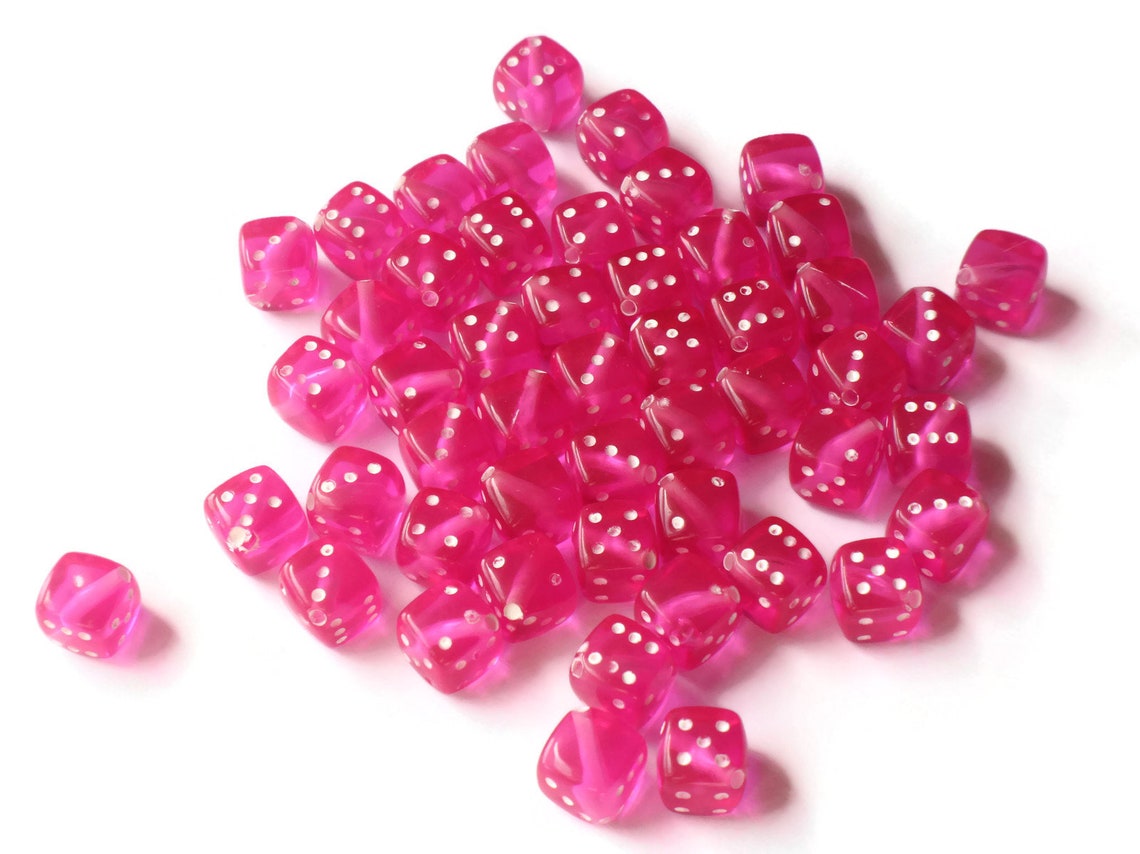 Bright Pink Dice Beads 8mm Cube Beads Plastic 6 Sided Dice Etsy