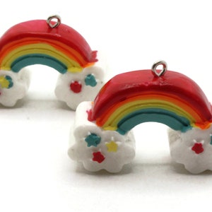2 26mm Rainbow Charms Resin Pendants Miniature Cute Charms Jewelry Making Beading Supplies kitsch charms Smileyboy
