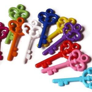 8 Mixed Color Key Plastic Key Skeleton Key Love Key Charms Pendants Beads Jewelry Making Beading Supplies